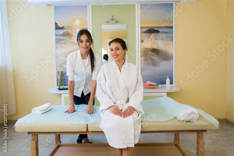 Woman Beautician Doctor With Patient In Spa Wellness Center Young Female Professional