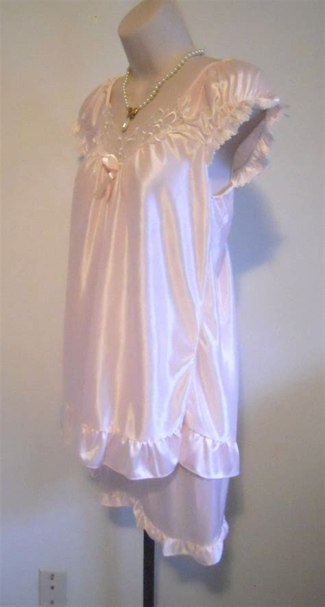 Vintage Baby Doll Pajamas Pypjamas Petal Pink Silky Nylon Etsy Uk