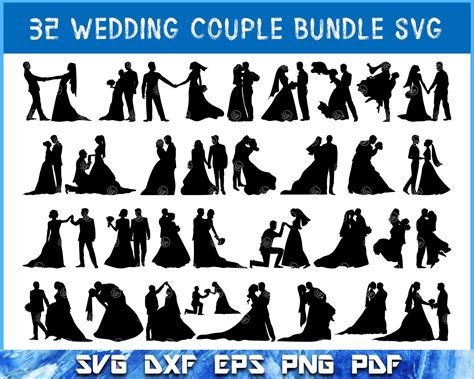 Wedding svg, Couple SVG, Couple Bundle SVG, Couple Silhouette, Couple Vector, Printable, Couple ...