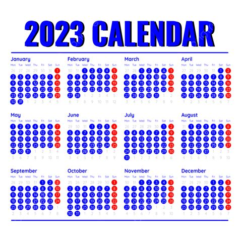 Calendrier Bleu 2023 Calendrier Simple Minimaliste Png Calendrier 45500