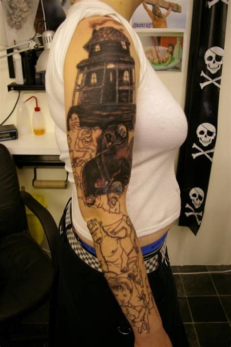 Graveyard n zombies tattoo design on sleeve - Tattoos Book - 65.000 Tattoos Designs