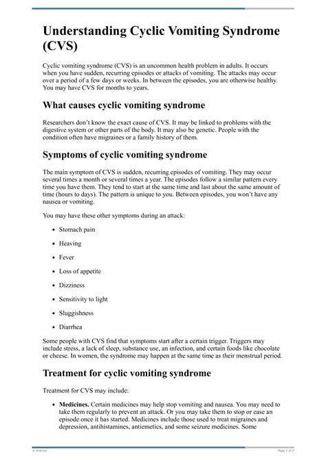 Text Understanding Cyclic Vomiting Syndrome Cvs Healthclips Online