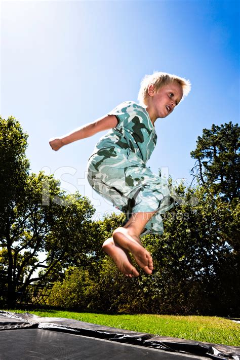 Happy Trampoline Boy Stock Photo Royalty Free Freeimages