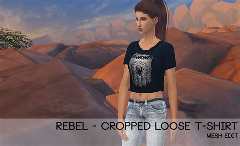 My Sims 4 Blog Rebel Cropped Loose T Shirt In 20 Swatches For Teen