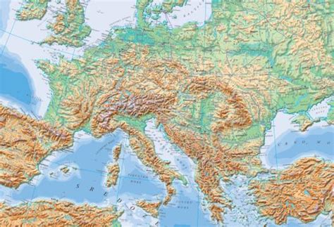 Detaljna i izuzetno tačna fizičko geografska karta evrope, prilagođena školskom uzrastu. Karta Europe Sa Planinama | karta