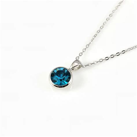 Blue Zircon December Birthstone Necklace Jewelry Birthstone Necklace