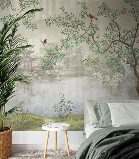 Chinoiserie Chic Wall Mural Chinese Wallpaper Etsy In 2021 Chinese