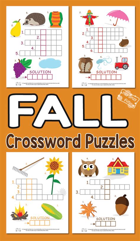 Fall Themed Crossword Puzzles