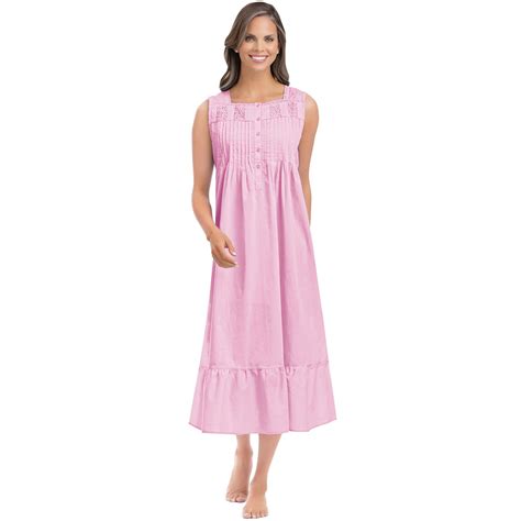 Elegant Lightweight Lace Trim And Pintuck Cotton Nightgown Collections