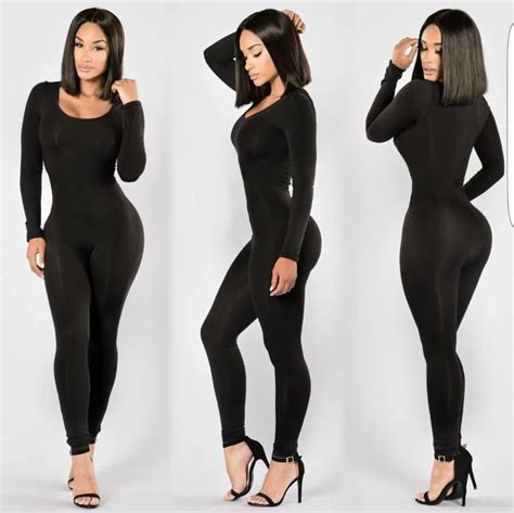 long sleeve o neck long pants women jumpsuits 2019 new fashion sexy bodycon jumpsuit black solid