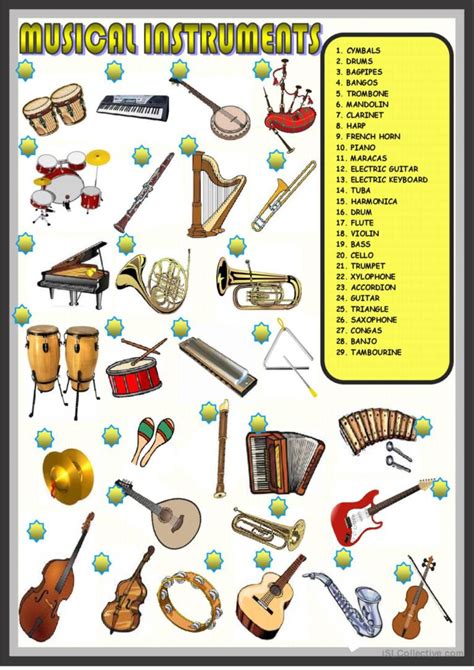 Music Instruments Matching English Esl Worksheets Pdf And Doc