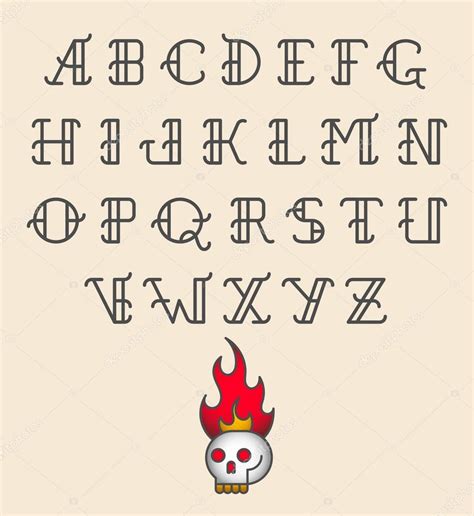 Old School Tattoo Alphabet Font Corona