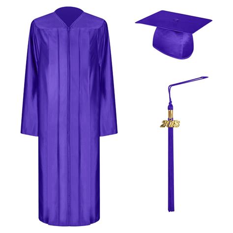 Shiny Purple Graduation Cap Gown And Tassel Setelementary