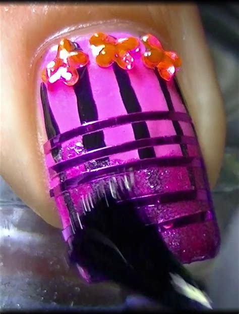 Pink Striped Nails Nail Art Gallery Step By Step Tutorial Photos