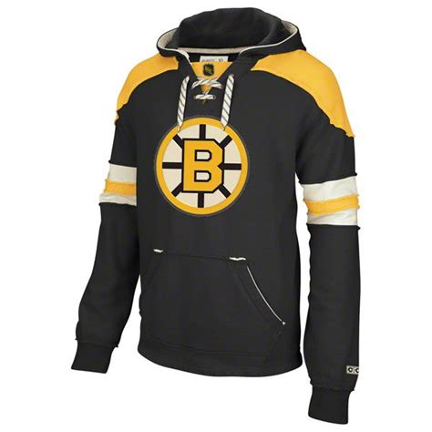 Boston Bruins Black Ccm Pullover Lace Up Hooded Sweatshirt