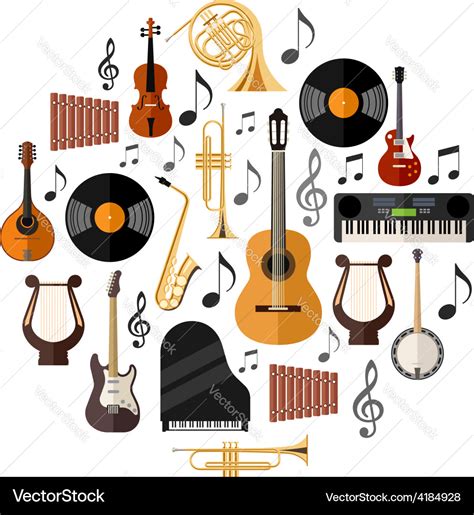 Assorted Musical Instruments Royalty Free Vector Image