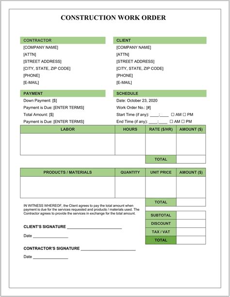 Work Order Template Excel Letter Example Template Vro