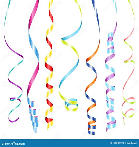 Set Of Seven Colorful Streamers Color Mix Stock Vector Illustration