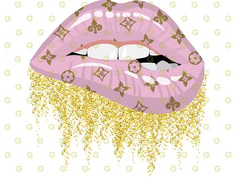 Pink Fashion Dripping Glitter Lips Svg Drip Lips Svg Biting Etsy