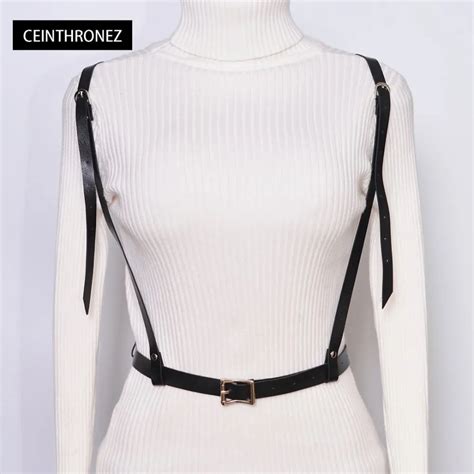 Gothic Suspender Women Leather Harness Sexy Punk Cross Sculpting Body Waist Belt 100 Handmade