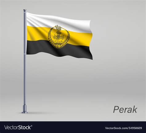 Waving Flag Perak State Malaysia Royalty Free Vector Image