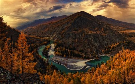 Download Wallpapers Altai 4k Autumn Forest River Mountains Russia