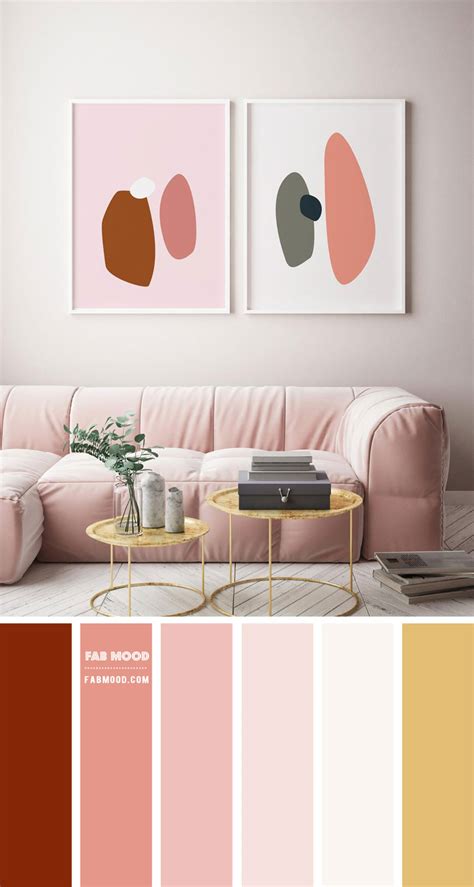 Neutral Living Room With Pink And Rust Accents Color Scheme Fab Mood