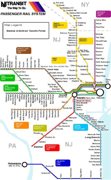 City Of New York New York Map New Jersey Transit Route Map