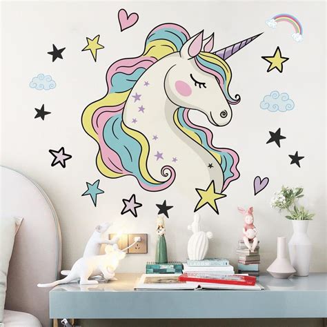 Unicorn Wall Stickers Vinyl Decal Girls Kids Baby Living Room Bedroom