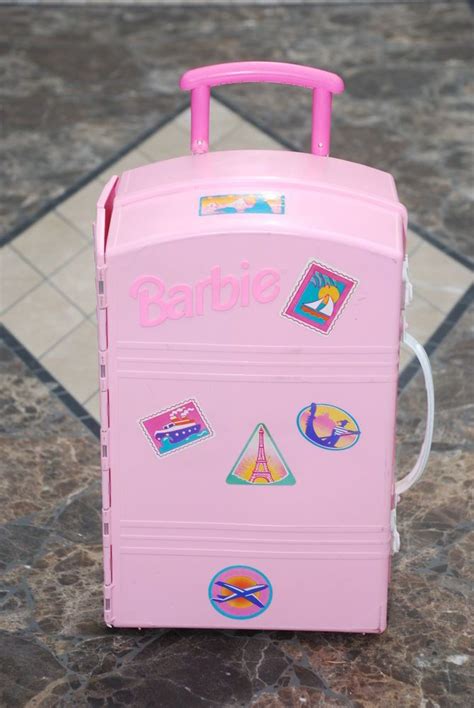 Barbie Take Along Travel Case Fold Out House Rolling Suitcase 1995 Mattel Barbie Travel Case