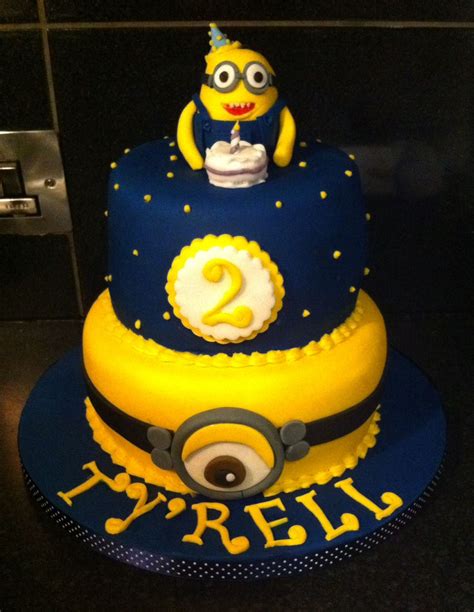 Easy to follow instructions to make a minion cake from vanilla sponge with buttercream. Two tier Minion Cake for a 2nd Birthday | minions | Minion ...