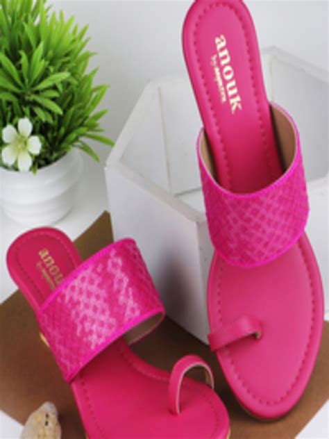 Buy Anouk Fuchsia Embellished Ethnic Wedge Sandals Heels For Women