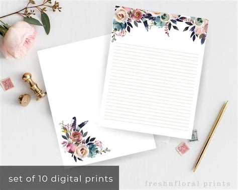 Floral Stationary For Wedding Writing Paper Printables Etsy India