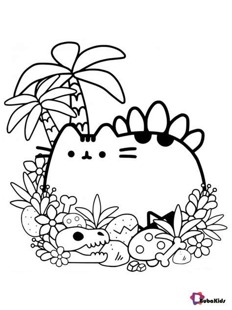 Pusheen Dinosaur Coloring Pages