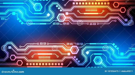 Neon Circuit Board Technology Neon Background Space Technology