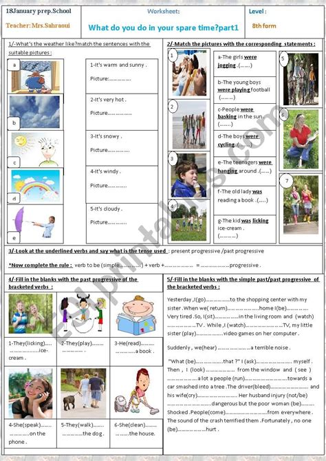 What Do You Do In Your Spare Timepart1 Esl Worksheet By Moemendhia