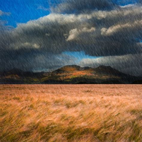 Landscape Of Rainy Windy Mountain Landscape Stock Image Image Of