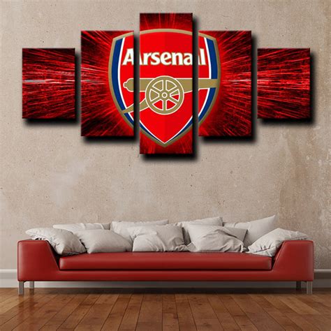 Custom 5 Panel Wall Art Prints Arsenal Logo Red Decor Picture 1230 1