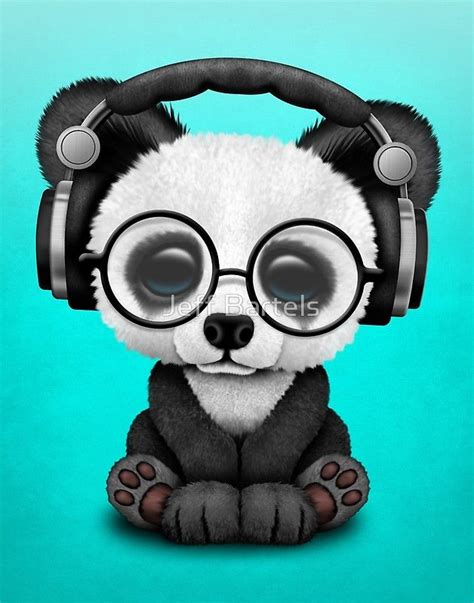 Blue Baby Panda Dj Wearing Headphones Art Print By Jeff Bartels In 2021