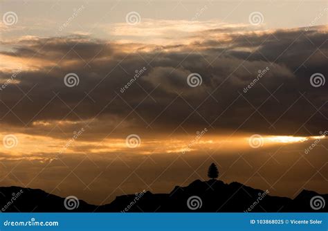 Cloudy Sky On Top Of The Mountains At Sunset Stock Image Image Of