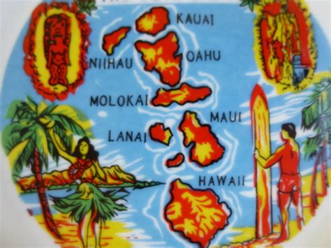 Vintage 70s Hawaii Islands 50th State Aloha Collectors Plate 7 | Etsy