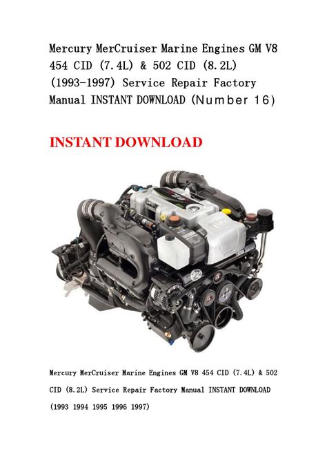 Mercury Mercruiser Marine Engines Gm V8 454 Cid 7 4l And 502 Cid 8 2l