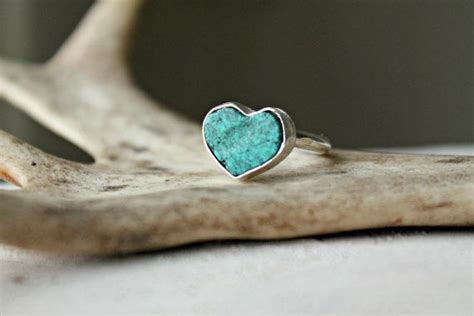 Natural Turquoise Heart Ring Heartshaped Turquoise Ring Turquoise