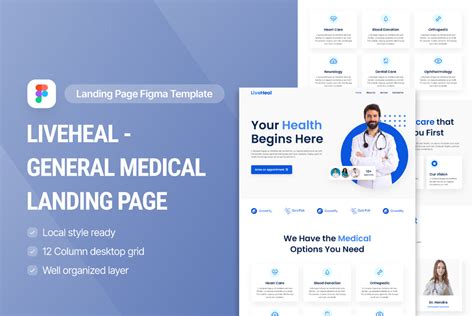 Liveheal General Medical Landing Page Template Figma