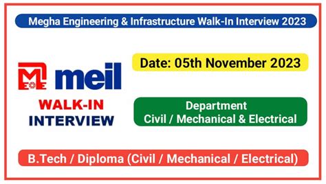 Megha Engineering And Infrastructure Walk In Interview 2023