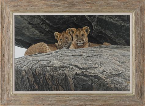 Lot Robert Batemans Lion Cubs Original Painting