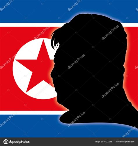 Born 8 january 1982, 1983, or 1984). Kim Jong-un portrait silhouette with North Korea flag — Stock Vector © frizio #151227918