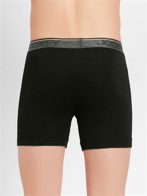 Buy Black Boxer Briefs With Front Fly And Exposed Waistband For Men 8009