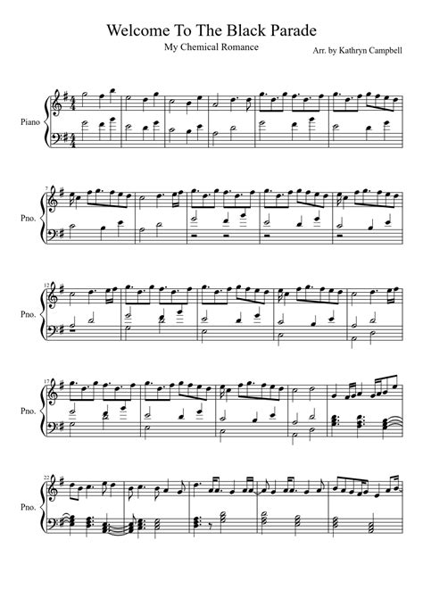 Welcome To The Black Parade My Chemical Romance Sheet Music Download