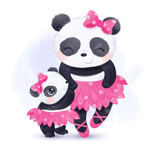 Adorável Mamãe E Bebê Panda Dançando Juntos PNG Panda Clipart